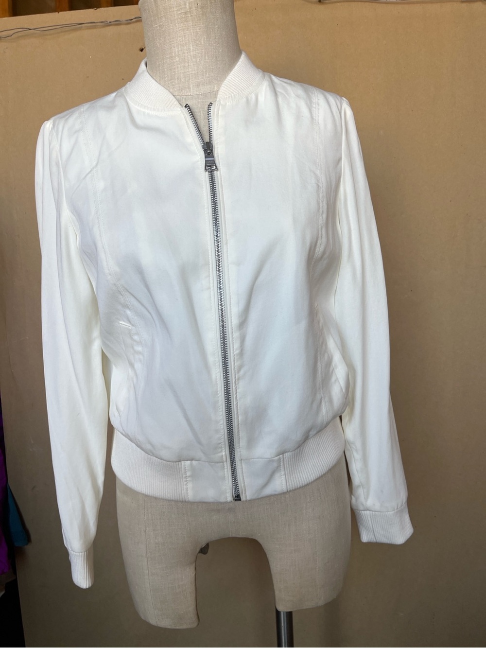 Banana Republic Ivory Bomber Jacket — Petite Small — NWT